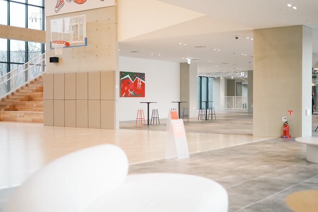 Bright modern reception area of a media training academy